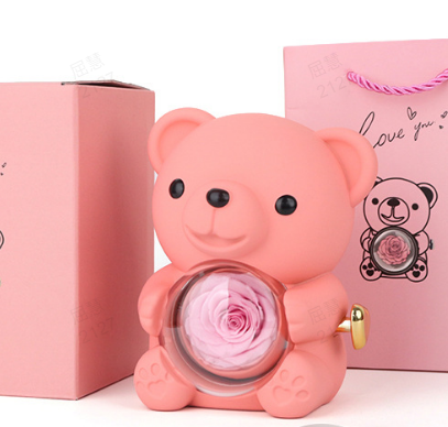 đ 50% RABATT! đč Niedliches TeddybĂ€r-Set mit konservierter Rose â Komplettset (Halskette, Ewige Rose, BĂ€r), Einzigartiges Geschenk & Romantisch đ§ž