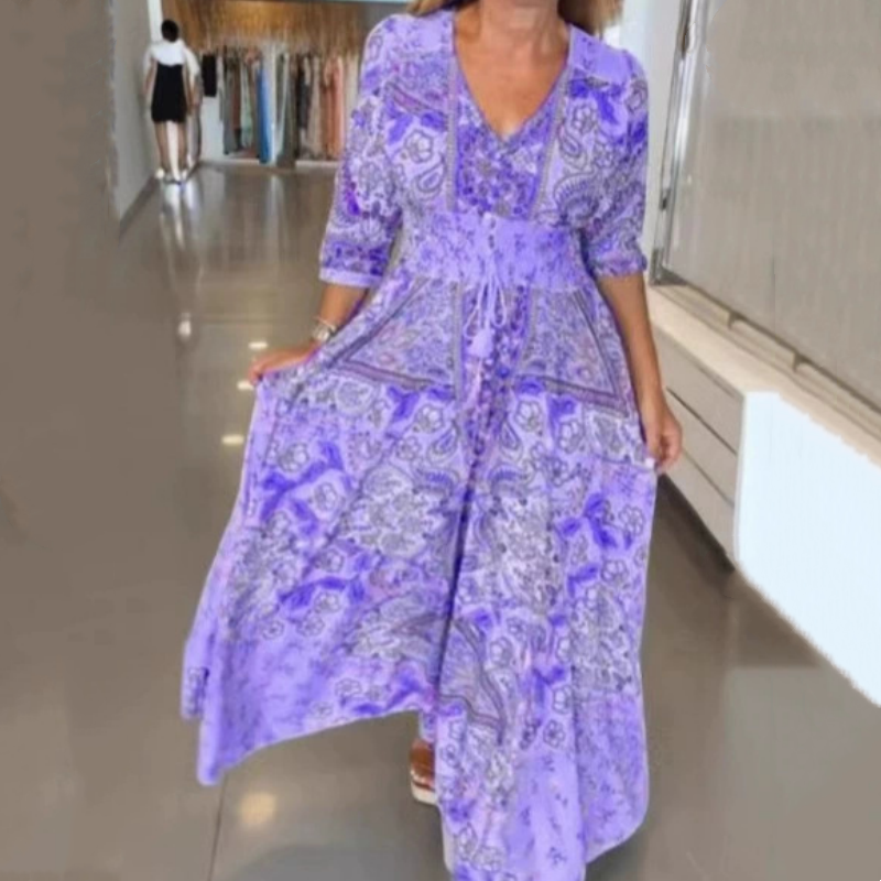 ⏳Begrenzte Zeit 49% Rabatt💥Elegantes langes Blumenkleid für Damen