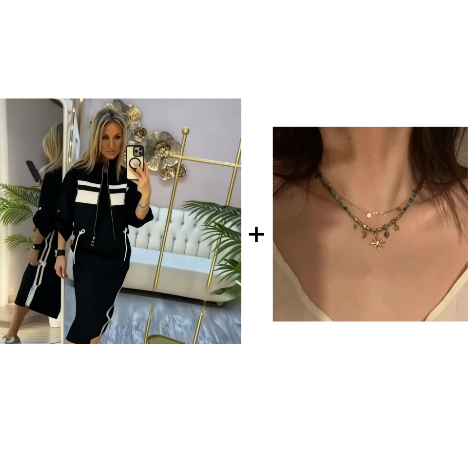 ❄️LETZTER TAG – 60 % RABATT 💖 Damen-Set aus Stehkragenjacke und Kleid