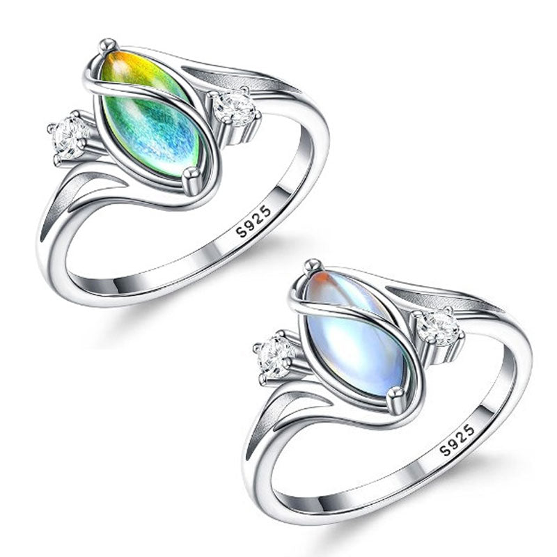 🔥Solange der Vorrat reicht 40 % Rabatt!🎉Geometrischer Damenring mit ovalem grünem Mondstein & Zirkonia – modern & stilvoll 💍✨