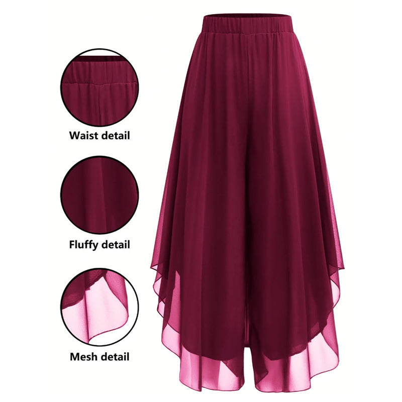 👖✨ Damen Chiffon-Hose mit weitem Bein|Asymmetrisch & elegant – Perfekt für Alltag & Urlaub 🌿