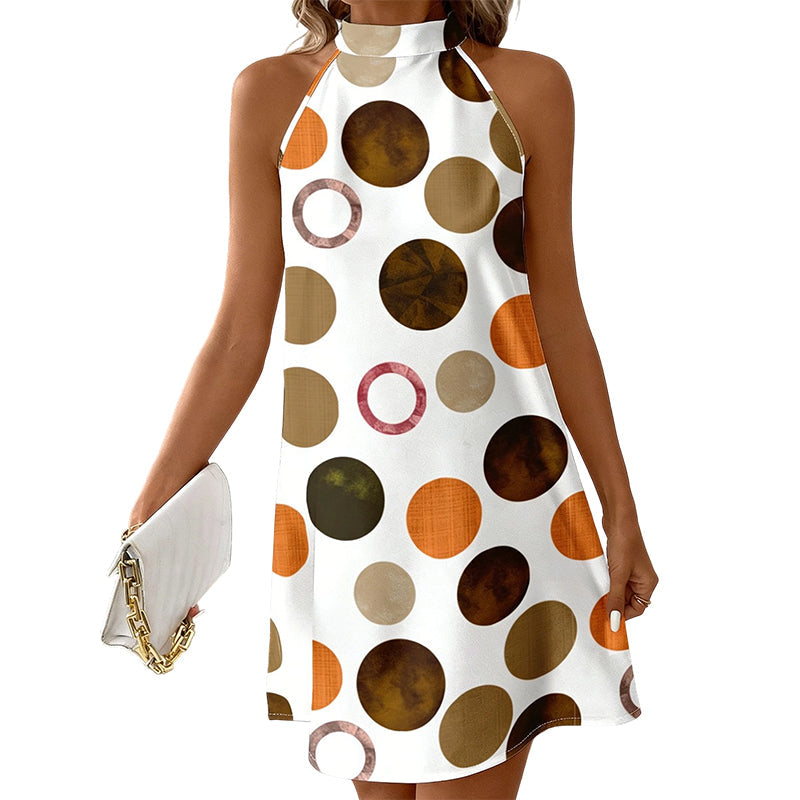 👗50% RABATT!✨Schmeichelhaftes Neckholder A-Linien Kleid – Polka Dot Muster, Ärmellos, Urlaubsbereit 🌸