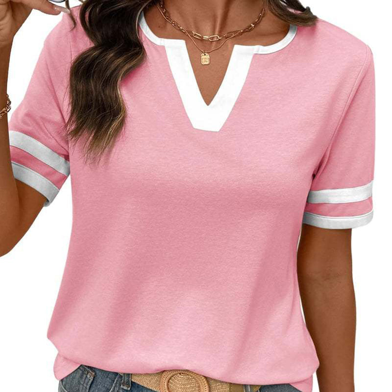 ⏳Zeitlich begrenztes Angebot⏰ Damen Kurzarm Colorblock T-Shirt