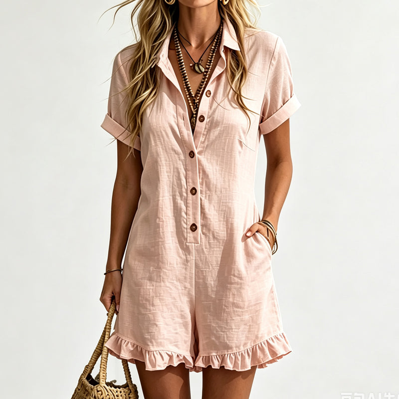 🌿👗 ZEITLICH BEGRENZT 50% RABATT! 🌸 Damen-Kurzarm-Overall – Weiches, atmungsaktives Gewebe & lockere Passform – Ihr Lieblingsstück für sonnige Tage.