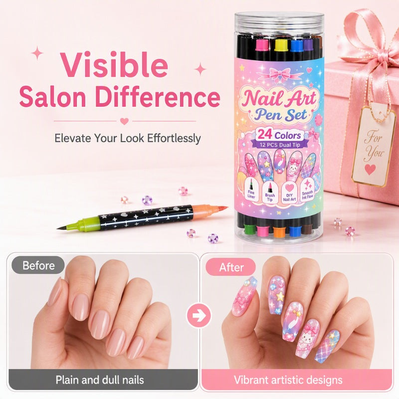 đ˘đ˘ 50% RABATT !!â°ď¸ 24 Farben Doppelendige Nailart-Stifte Set