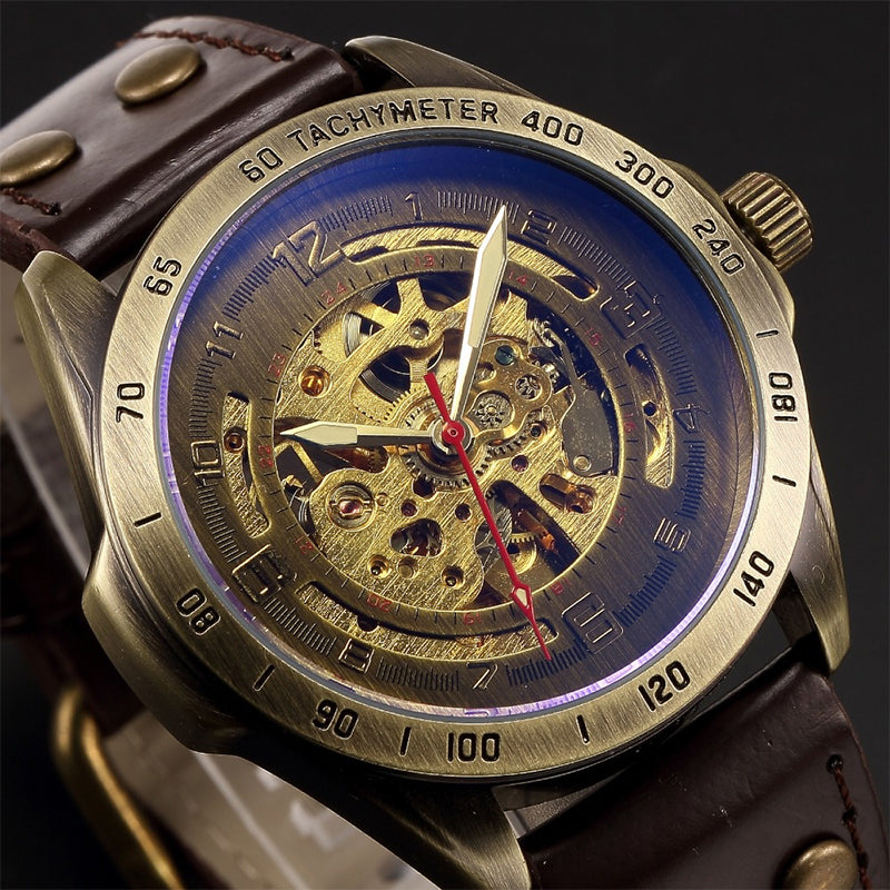 📢📢 40% RABATT !!⏰ Mechanische Retro-Uhr – Automatikwerk, Doppel-Armbandwahl (Stahl/Leder) – Vintage-Stil, moderne Präzision ✨