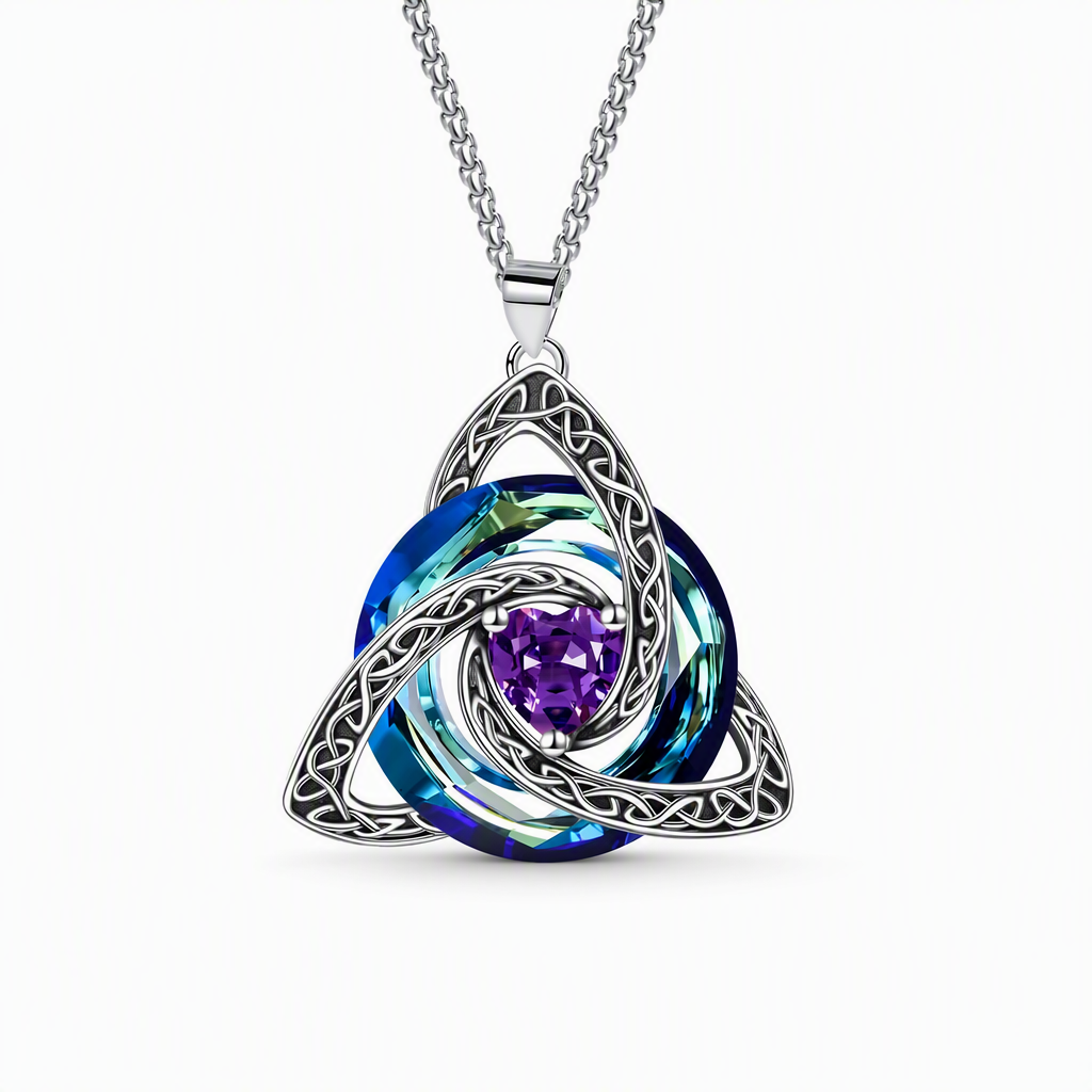 đ50% RABATTâšKeltische Knoten-Halskette mit Monatsstein und HerzanhĂ€nger, elegantes Geschenk fĂŒr Frauenđ«