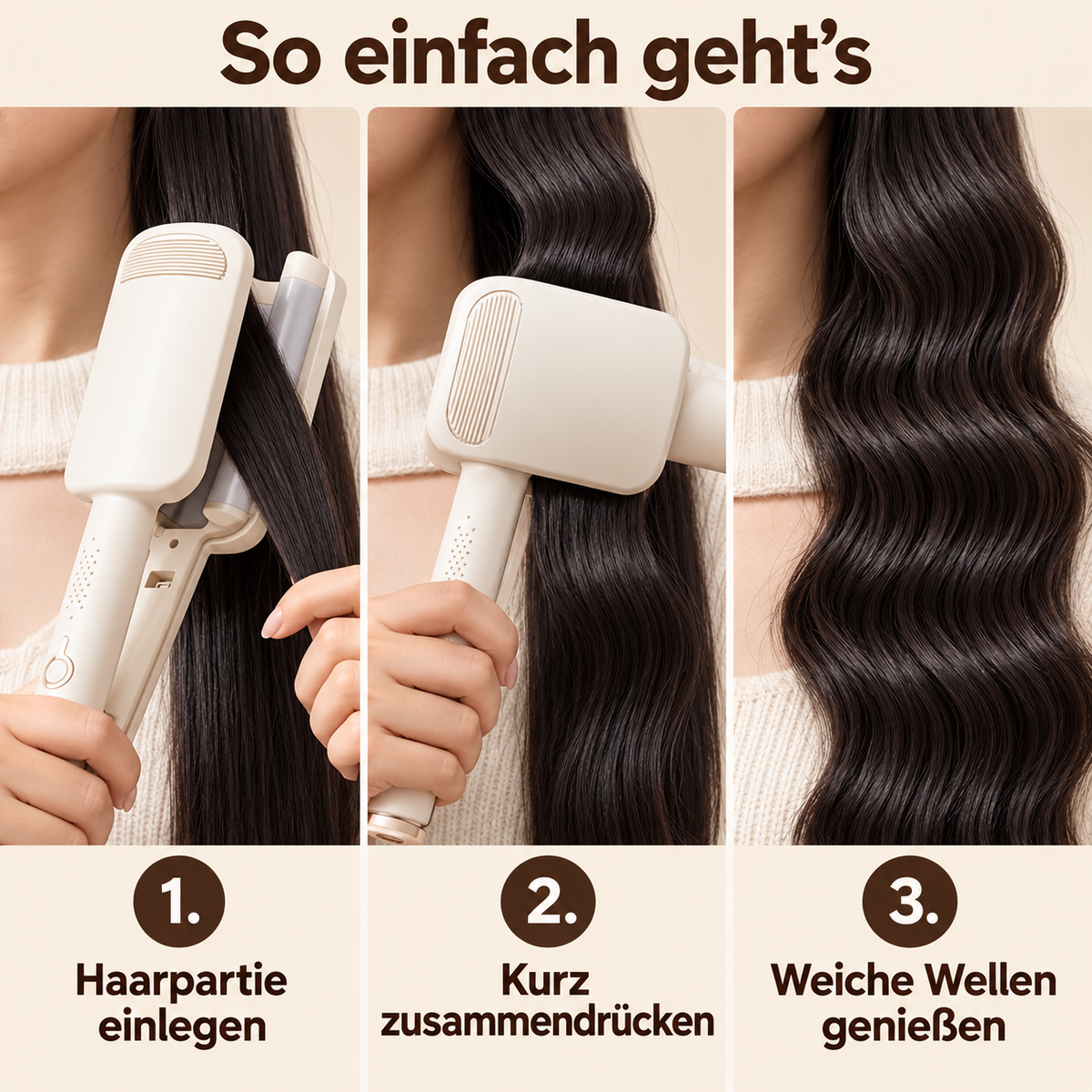 ✨50% RABATT 🌊 32-mm-Welleneisen – Weiche Wellen, voller Glamour! 🌊 4 Temperaturstufen, in ca. 10 Sekunden einsatzbereit, mit Ionen-Technologie