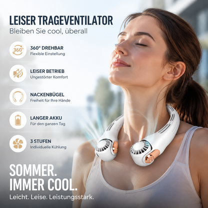 🏆Über 50.000 verkauft!💞 50 % RABATT! 🏖️ ChillGo™ 🍃 Hals-Klimaanlage – Ultra-leise, 360° drehbar, 3 Stufen. Freihändiges Kühlen, langer Akku. Der unverzichtbare Begleiter für den Sommer! 😎🌬️
