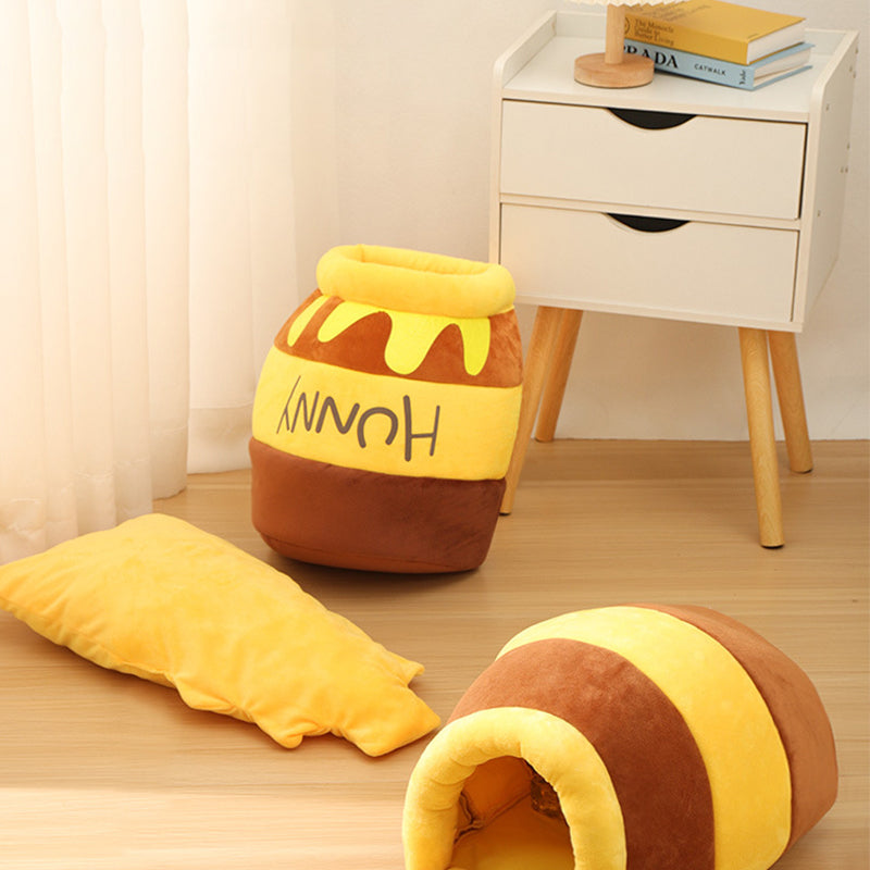 🍯 50% RABATT – Gemütliches Honigtopf-Bett für Katzen & kleine Hunde