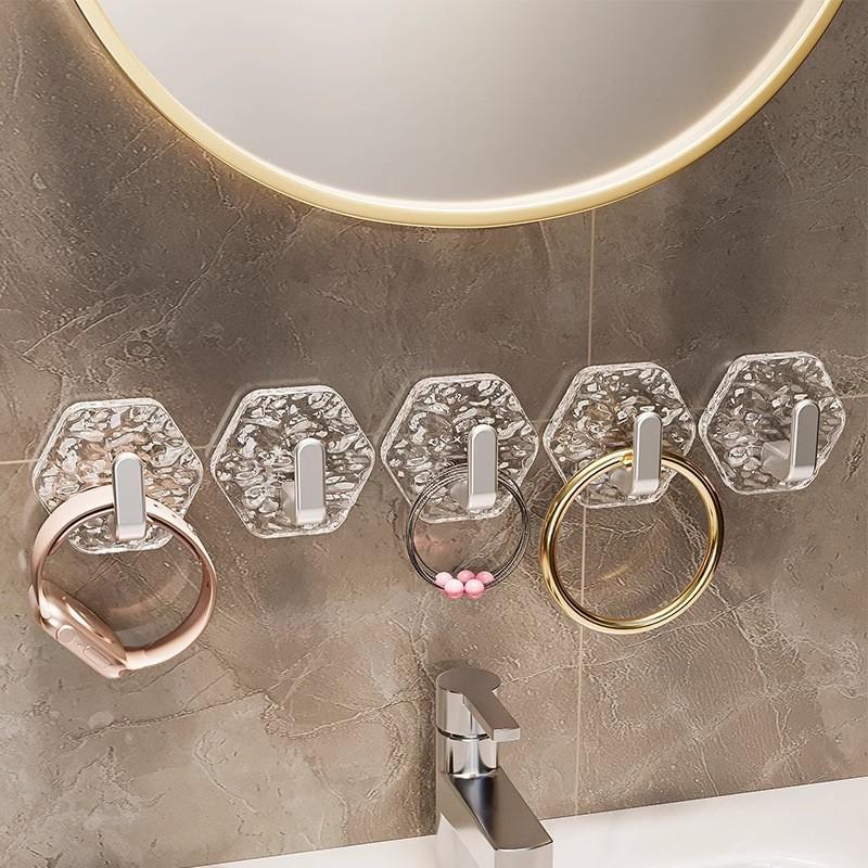 📢📢50 % Rabatt!!🥳⚡Sechseckige Wellen-Selbstklebehaken – Kein Bohren nötig + starke Tragkraft | Robust, wasserfest & rostfrei (5er-Pack)