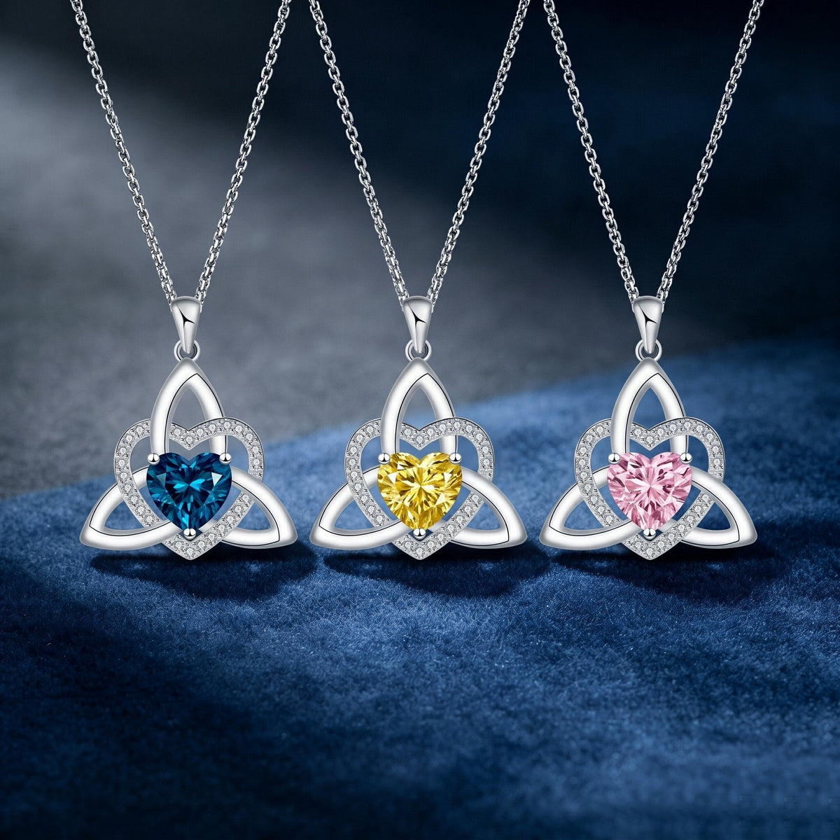 Keltische Herz-Halskette mit Geburtsstein✨ Triquetra Dreifaltigkeitsknoten Anhänger