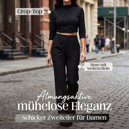 💃LETZTER TAG 50 % RABATT!!✨Elegantes Set aus bauchfreiem Top und Hose mit weitem Bein für Damen