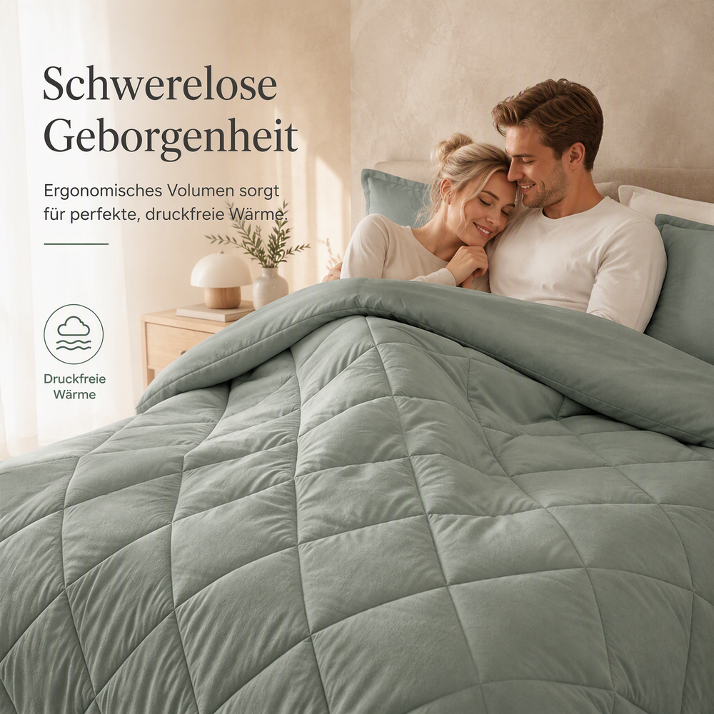 3-teiliges gestepptes Bettdecken-Set mit Kissenbezügen
