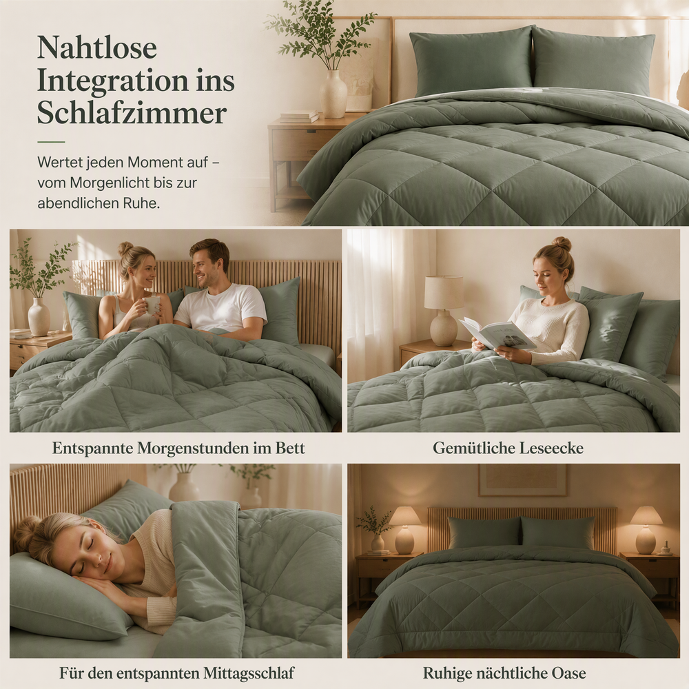 3-teiliges gestepptes Bettdecken-Set mit Kissenbezügen
