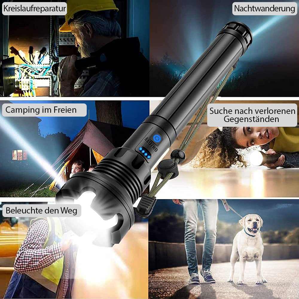 🔦 64 % Rabatt! 🎉 Wiederaufladbare Taschenlampe mit 90.000 Lumen – Extrem hell, wasserdicht und mit langer Akkulaufzeit 📦
