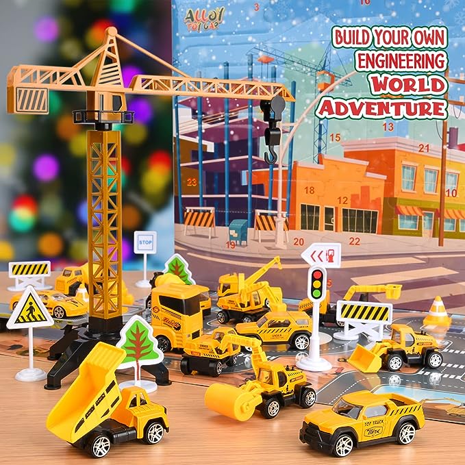 🔥Solange der Vorrat reicht 40 % Rabatt!🚗Adventskalender für Jungen: Spielzeugsets mit Baumaschinen aus Metalllegierung