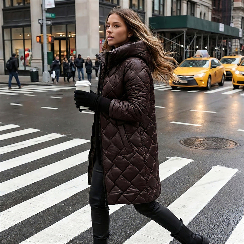 Langer, gesteppter Daunenmantel mit Kapuze für Damen🔥Kostenloser Versand🔥