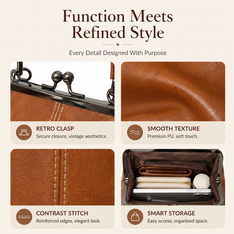 🎁50% RABATT!👝Vintage-Kiss-Lock-Tasche – 2-in-1: Tragen & Ordnen