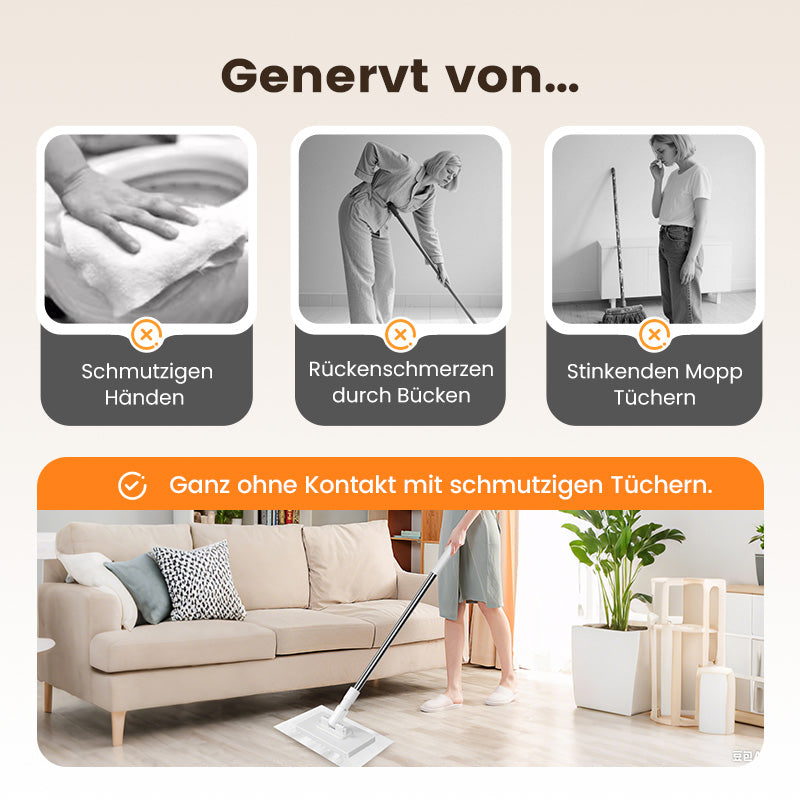💥 LETZTER TAG! 50% RABATT 💥 Einweg-Staubmopp mit 4 wiederverwendbaren Bezügen 🧹✨