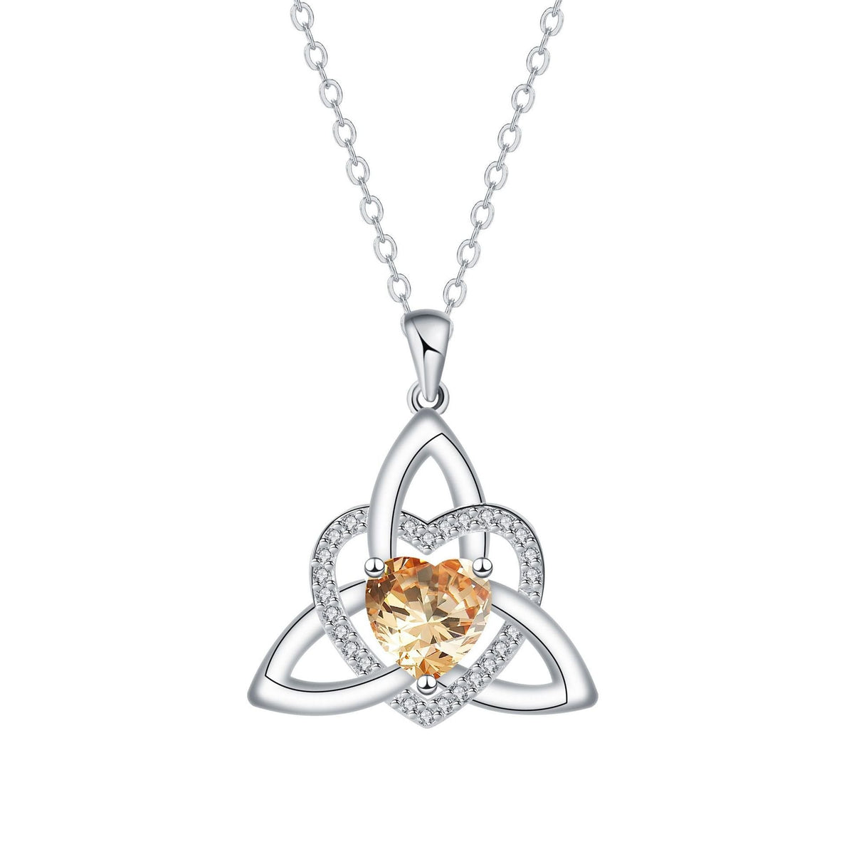 Keltische Herz-Halskette mit Geburtsstein✨ Triquetra Dreifaltigkeitsknoten Anhänger