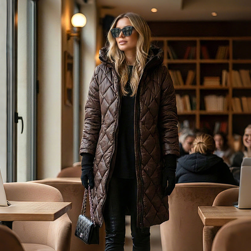 Langer, gesteppter Daunenmantel mit Kapuze für Damen🔥Kostenloser Versand🔥