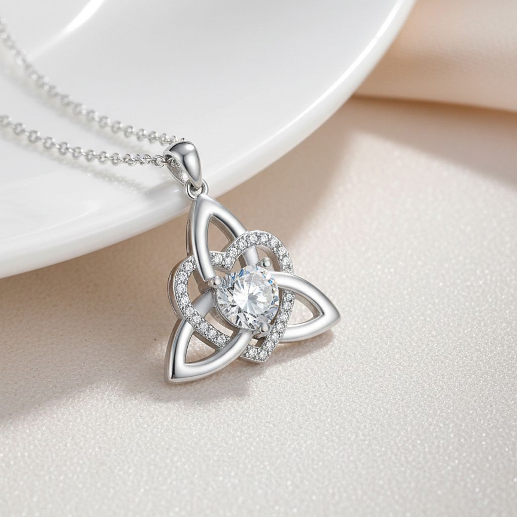 Keltische Herz-Halskette mit Geburtsstein✨ Triquetra Dreifaltigkeitsknoten Anhänger