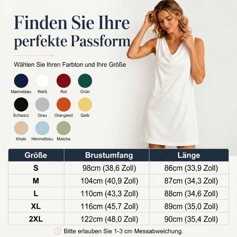 👗 50% RABATT! ⏰ Elegantes Slim-Fit-Kleid mit Wasserfallausschnitt – Ärmellos & mit Seitentaschen – Vielseitig & schmeichelhaft – perfekt für Büro, Dinner oder einen stilvollen Auftritt im Alltag ✨🌸