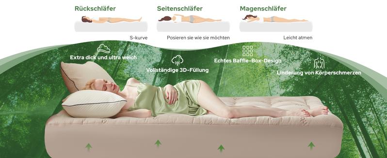 🥳HEISSER SALE 2026🥳💞50.000+ VERKAUFT!👵❤️ Matratzenauflage aus Bambusfaser-Viskose mit tiefen Taschen, gesteppter Matratzentopper, weich & druckentlastend