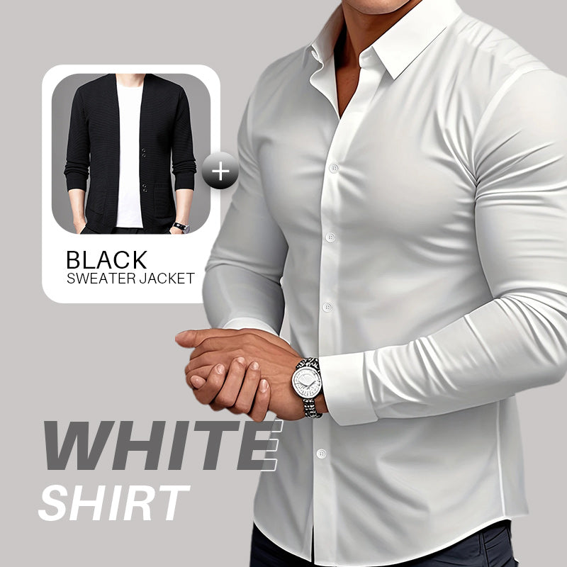 🔥Black Friday Mega-Angebot – 50 % Rabatt!🔥Einfarbige Herrenhemden mit Reverskragen und langen Ärmeln