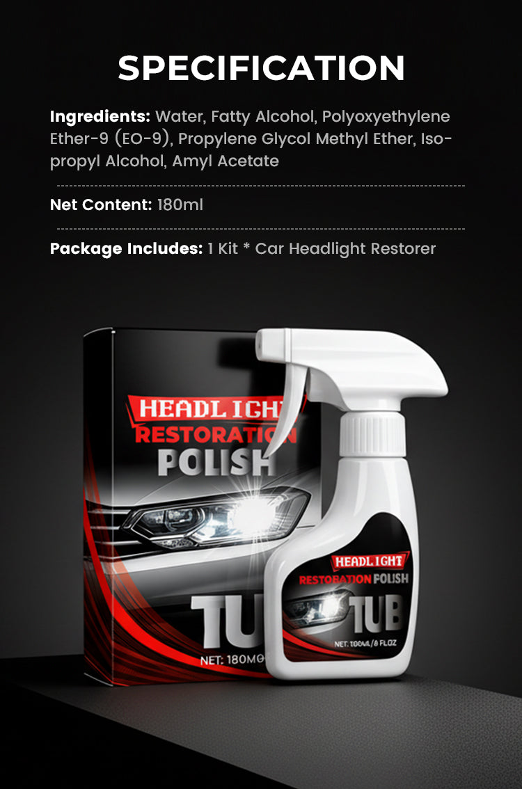 Professioneller Scheinwerfer-Renovierer 180 ml mit Schwamm 🧽🚗