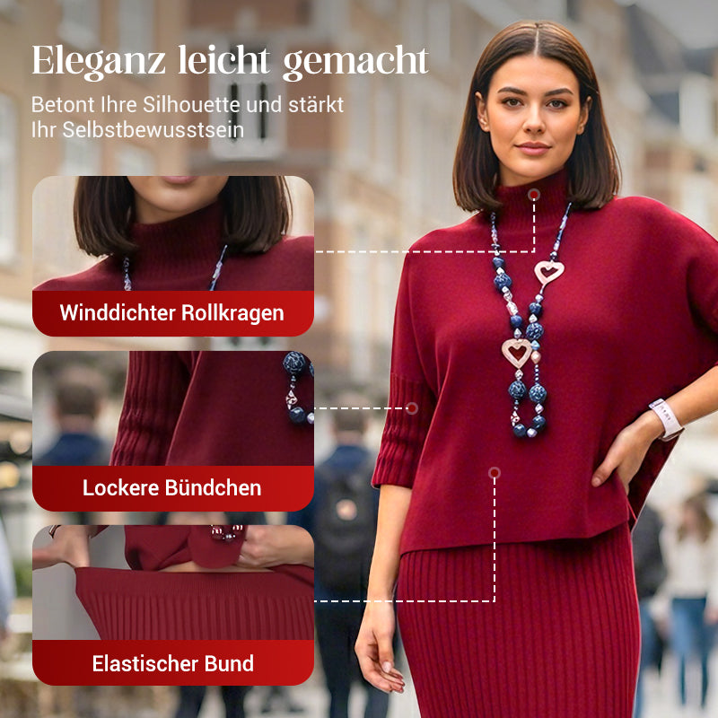 Elegantes 2-teiliges Set aus Strickpullover und Midirock