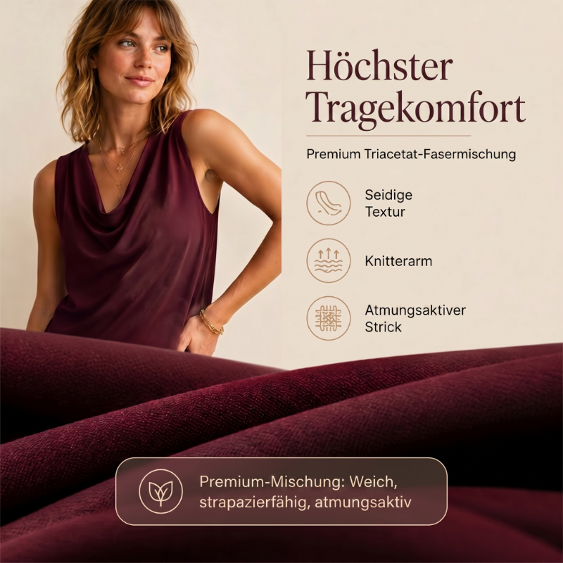 👗 50% RABATT! ⏰ Elegantes Slim-Fit-Kleid mit Wasserfallausschnitt – Ärmellos & mit Seitentaschen – Vielseitig & schmeichelhaft – perfekt für Büro, Dinner oder einen stilvollen Auftritt im Alltag ✨🌸