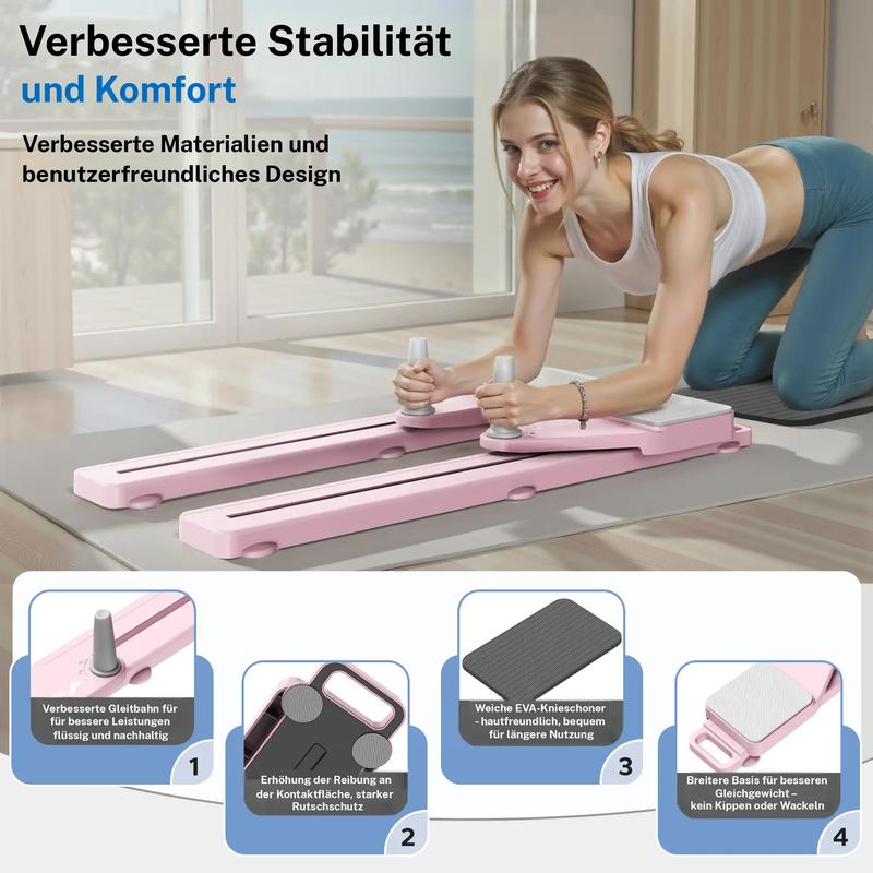 Multifunktionale Pilates-Reformer-Falttafel mit Knie-Timer und Widerstandsbändern für zu Hause für Bauch, Rücken, Schultern und Beinübungen