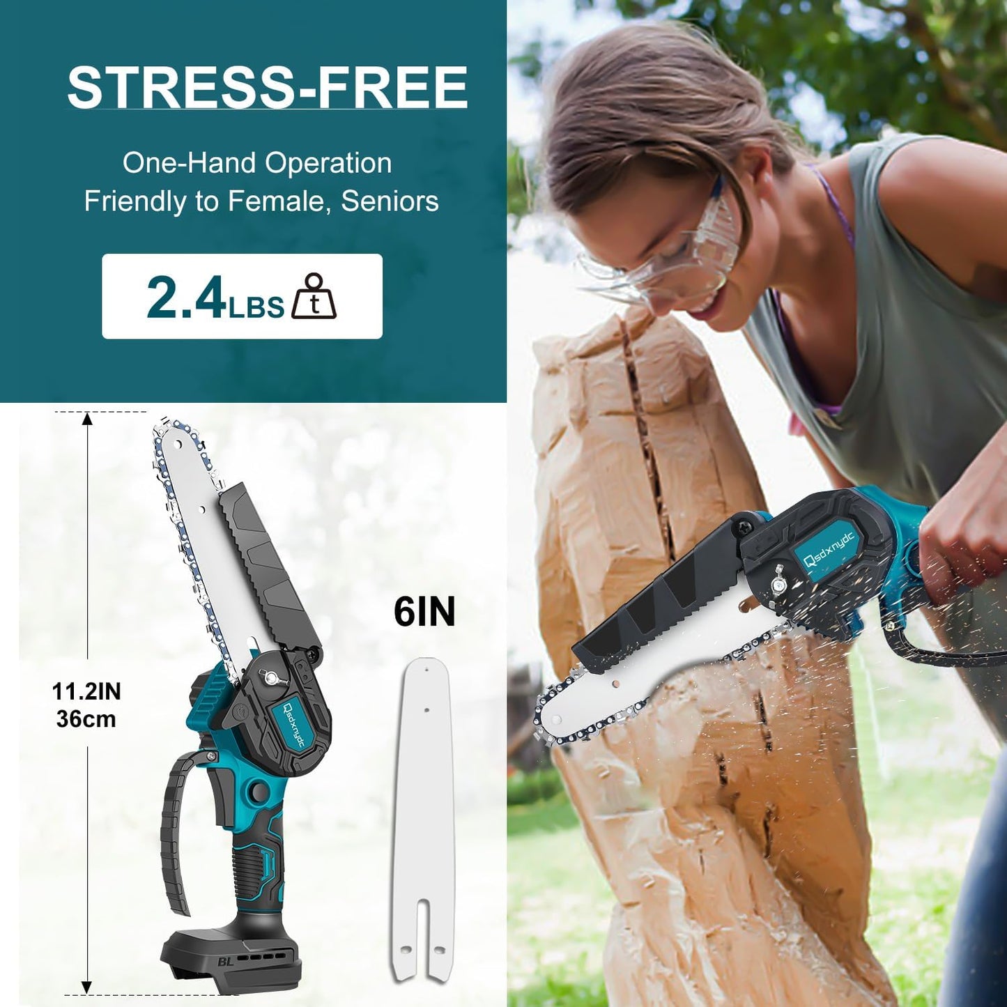 🔥 LIMITIERTES ANGEBOT 50% RABATT! ✨ 6-Zoll-Akku-Minikettensäge – Leistungsstark, Leicht, Mit 2 Akkus ⚡