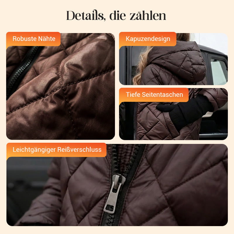 Langer, gesteppter Daunenmantel mit Kapuze für Damen🔥Kostenloser Versand🔥