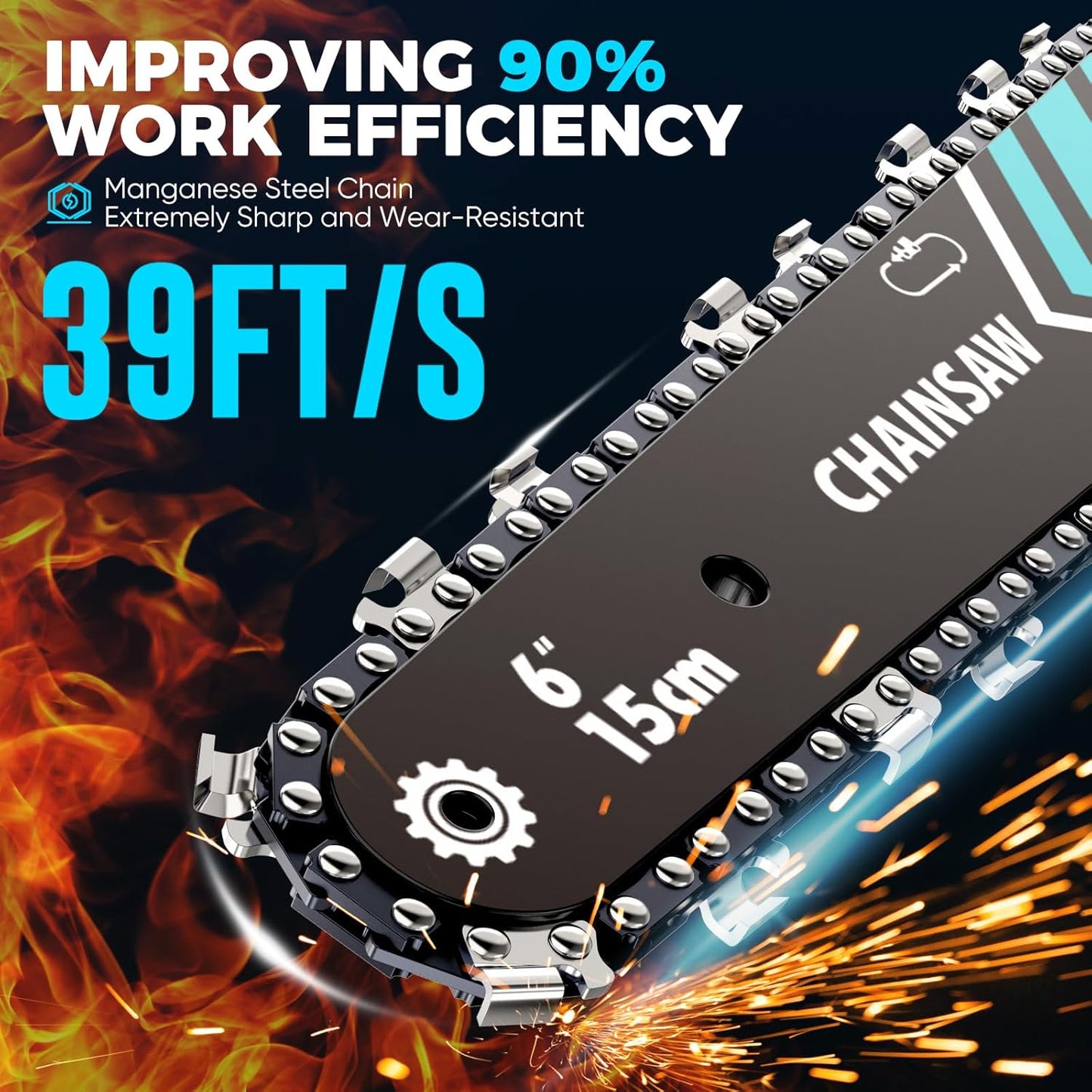 🔥 LIMITIERTES ANGEBOT 50% RABATT! ✨ 6-Zoll-Akku-Minikettensäge – Leistungsstark, Leicht, Mit 2 Akkus ⚡