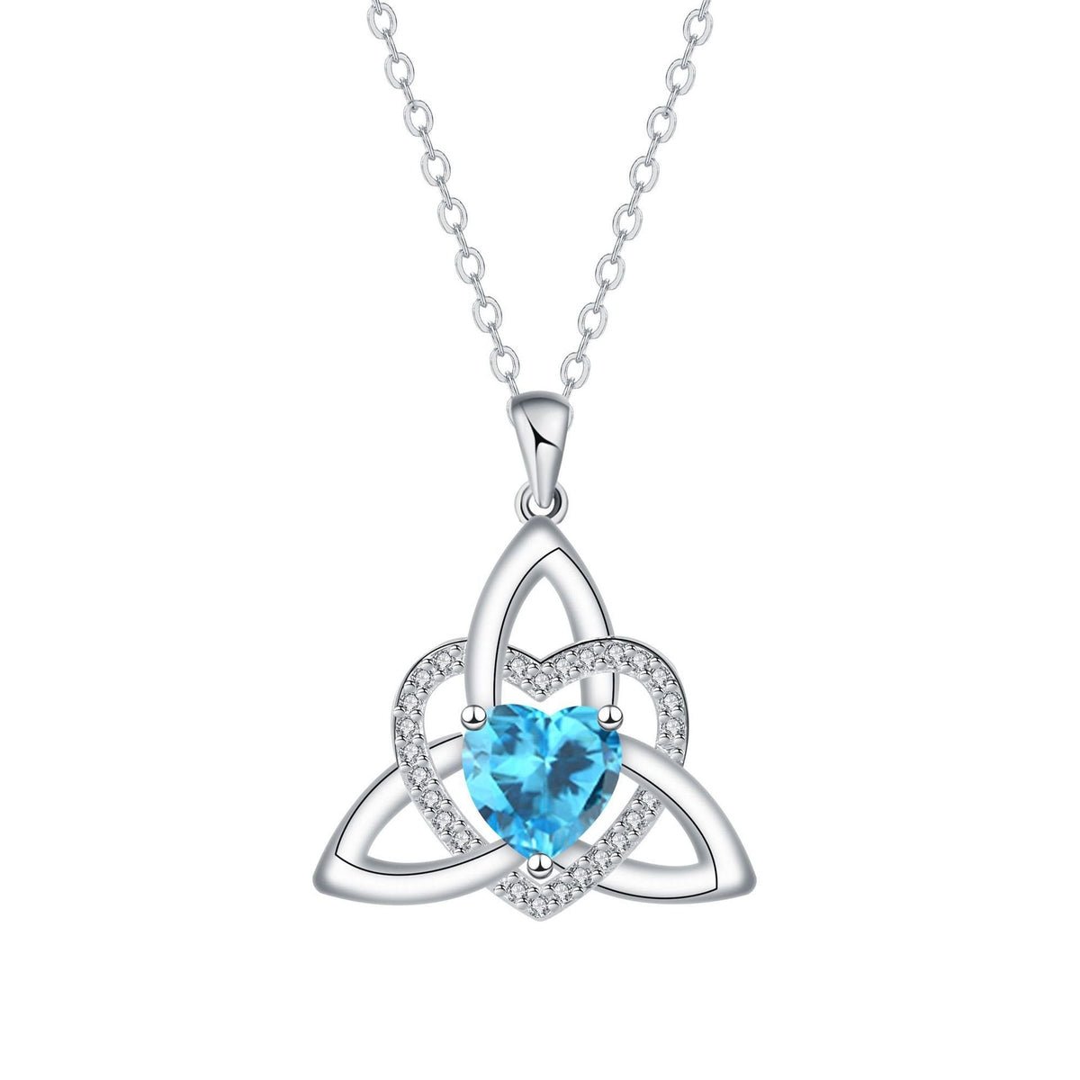 Keltische Herz-Halskette mit Geburtsstein✨ Triquetra Dreifaltigkeitsknoten Anhänger