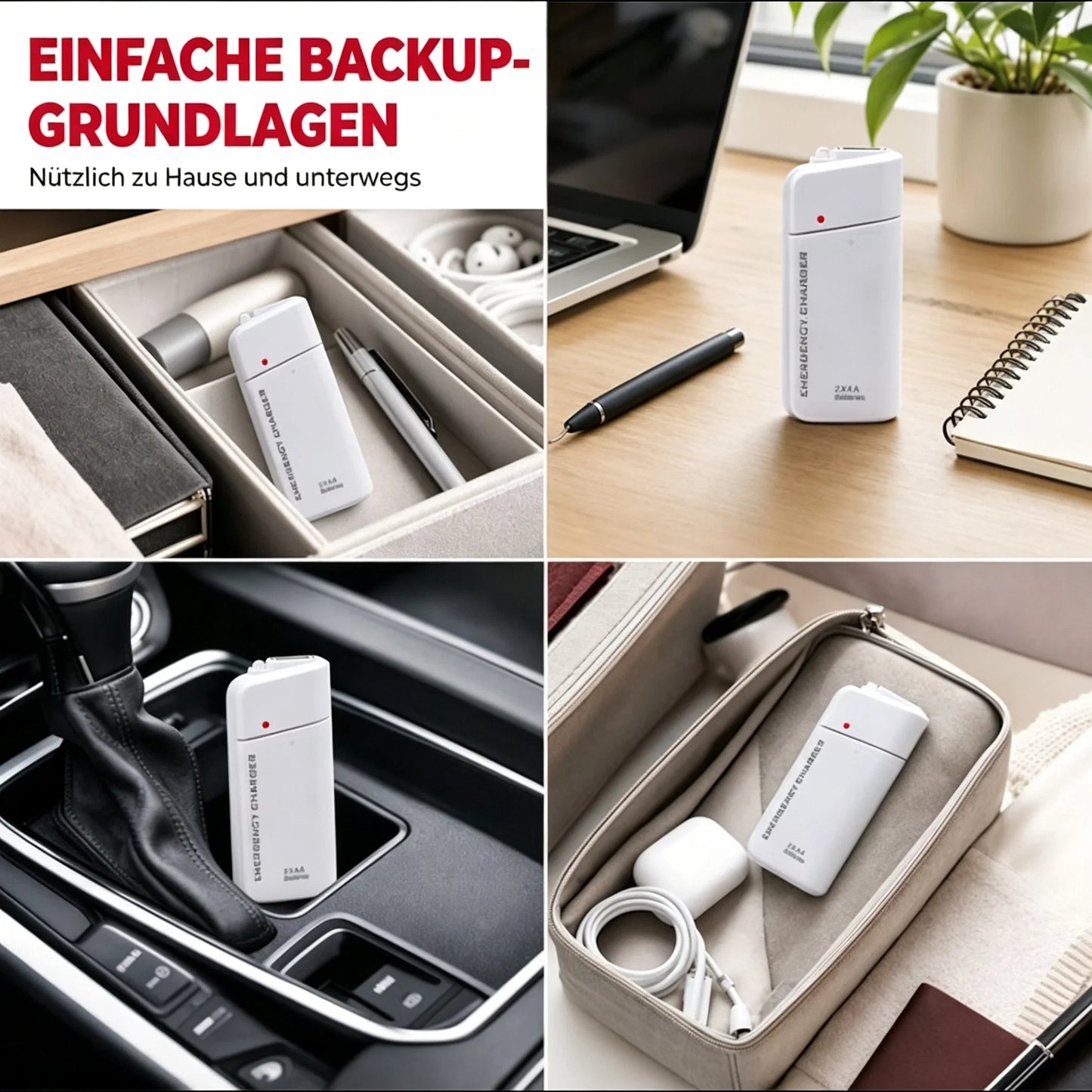 💥💥Heute 50 % Rabatt!📱🔋Tragbares Notfall-Ladegerät für Mobiltelefone – Powerbank mit AA-Batterien und LED-Taschenlampe