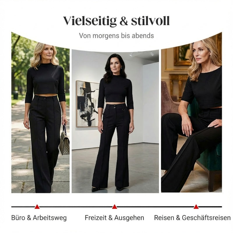 💃LETZTER TAG 50 % RABATT!!✨Elegantes Set aus bauchfreiem Top und Hose mit weitem Bein für Damen