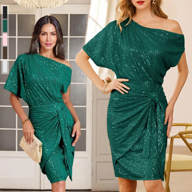 💃👠49% RABATT💖Party- und Clubkleid mit One-Shoulder-Träger und funkelnden Pailletten für Damen✨