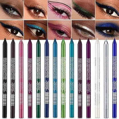 💄 50% RABATT! 🎨 14er-Set Wasserfeste Farbige Gel-Liner – Metallic & Glänzendes Finish, Verwischfest & Perfekt Für Kreative Looks ✨