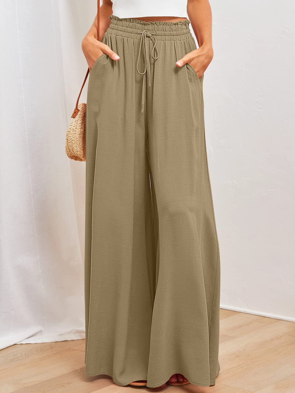 👖 50% RABATT JETZT! ✨ Unifarbene Marlene-Hose mit hohem Bund – Baumwollmischung, lockere Passform & verstellbarer Kordelzug 🌿