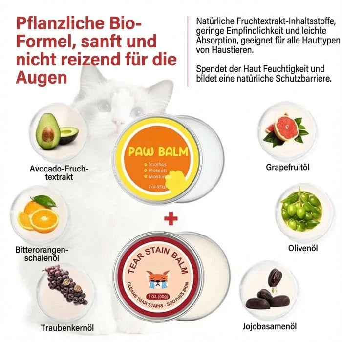 Set aus Schutzcreme und Bürste gegen Tränenspuren für Haustiere