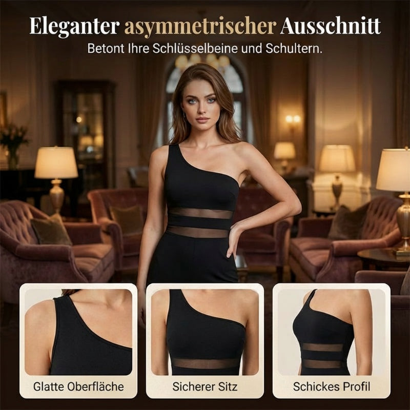 🔥Solange der Vorrat reicht 40 % Rabatt!🎉One-Shoulder Jumpsuit mit weitem Bein und Netzeinsatz