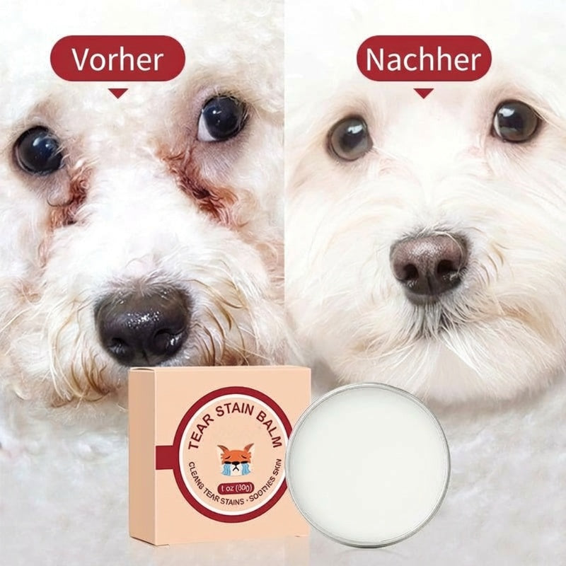 Set aus Schutzcreme und Bürste gegen Tränenspuren für Haustiere