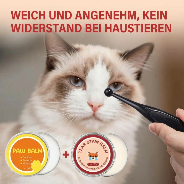 Set aus Schutzcreme und Bürste gegen Tränenspuren für Haustiere
