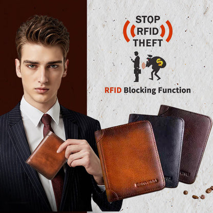 🔥【Letzter Rabatttag!-50 % RABATT】Multifunktionale RFID-Blockierung Wasserdichte, langlebige Brieftasche aus echtem Leder