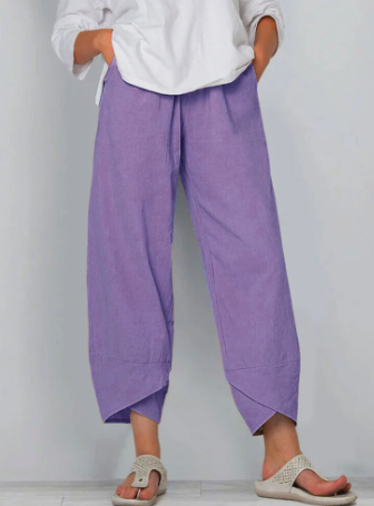 👖Jetzt 59 % Rabatt!✨Vintage-Hose mit asymmetrischem Gummibund und Taschen – Einzigartiges Design, bequeme Passform und funktionaler Stil🌸