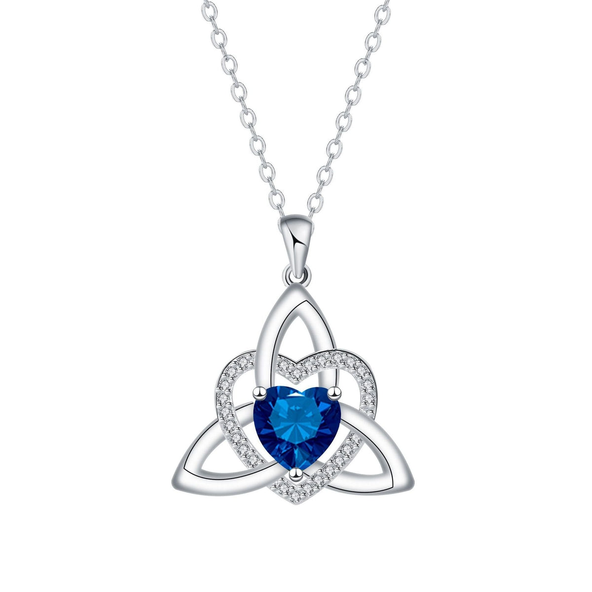 Keltische Herz-Halskette mit Geburtsstein✨ Triquetra Dreifaltigkeitsknoten Anhänger
